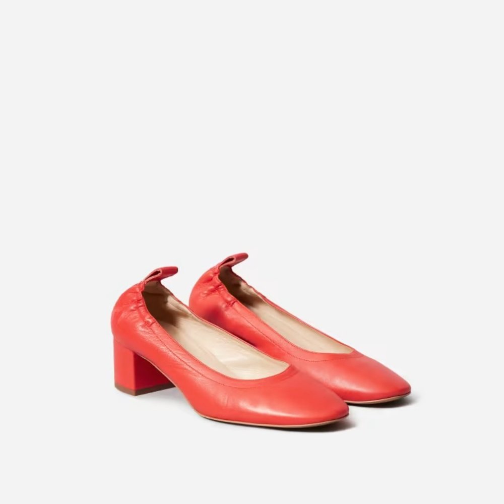 NWT Everlane The Italian Leather Day Heel - RED